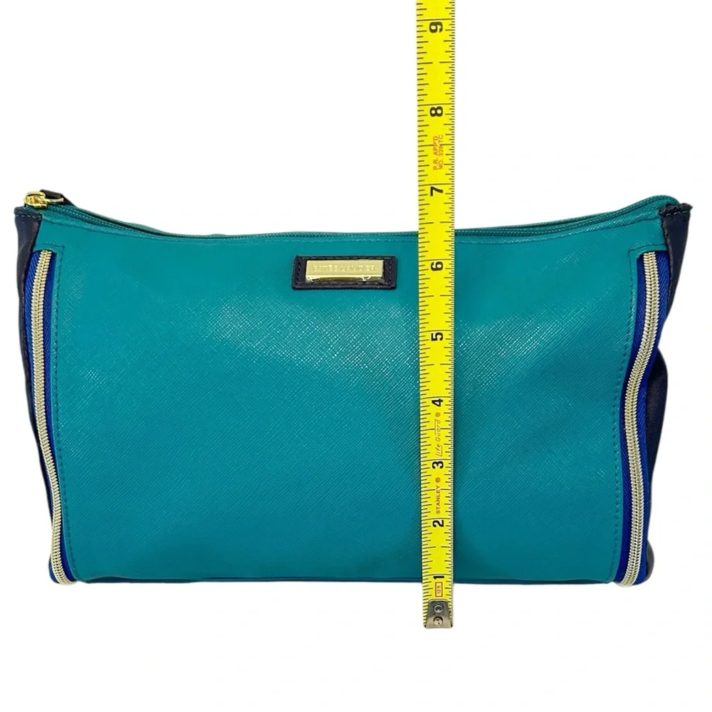 Estée Lauder Turquoise and Navy Cosmetics Bag with Zipper Accents